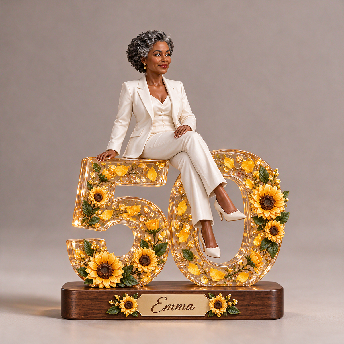 Personalized Custom Photo Sunflower Custom Shaped Acrylic Plaque - 50th Birthday Gift for Women