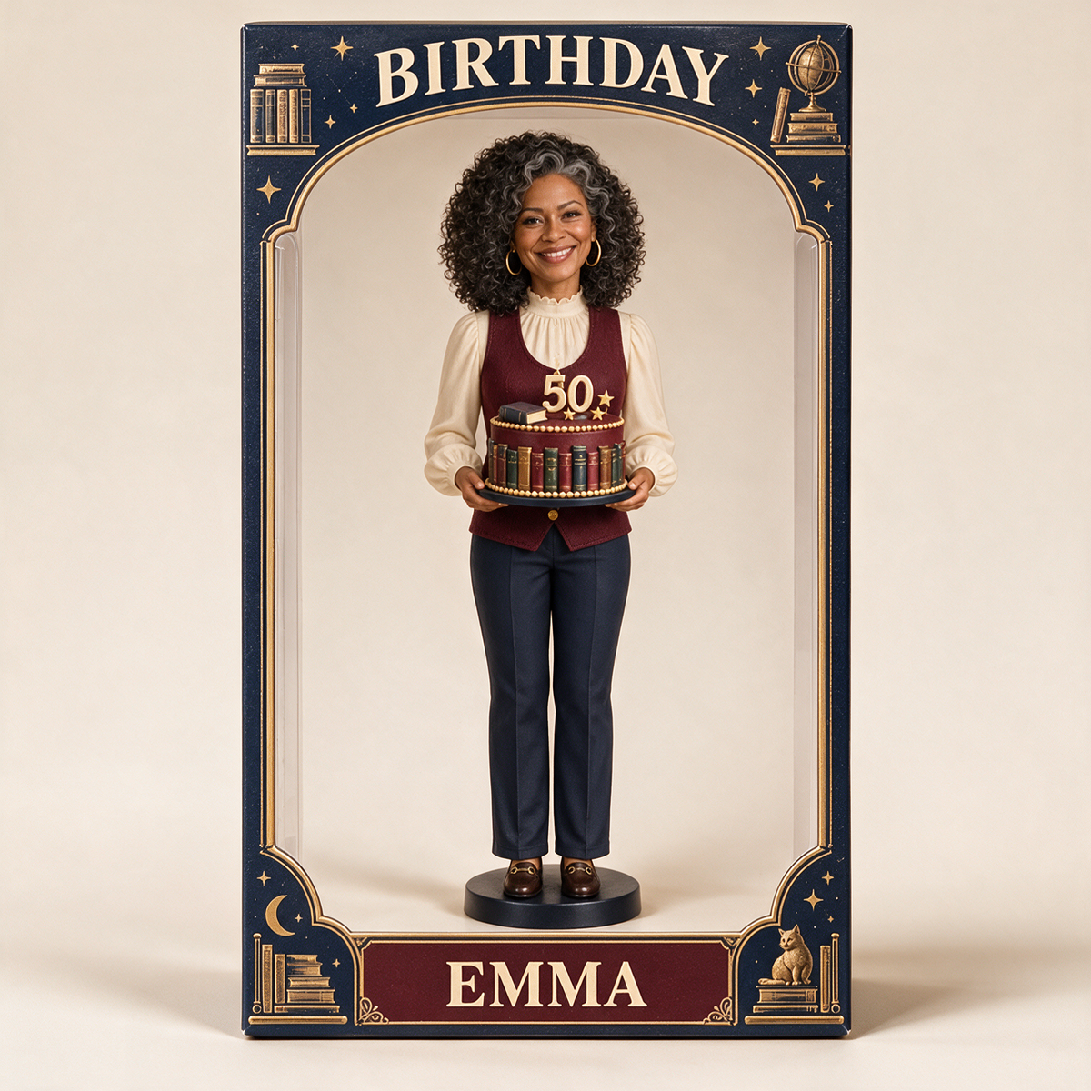 Personalized Book Acrylic Display Box - Birthday Portrait Figurine Gift for Book Lovers