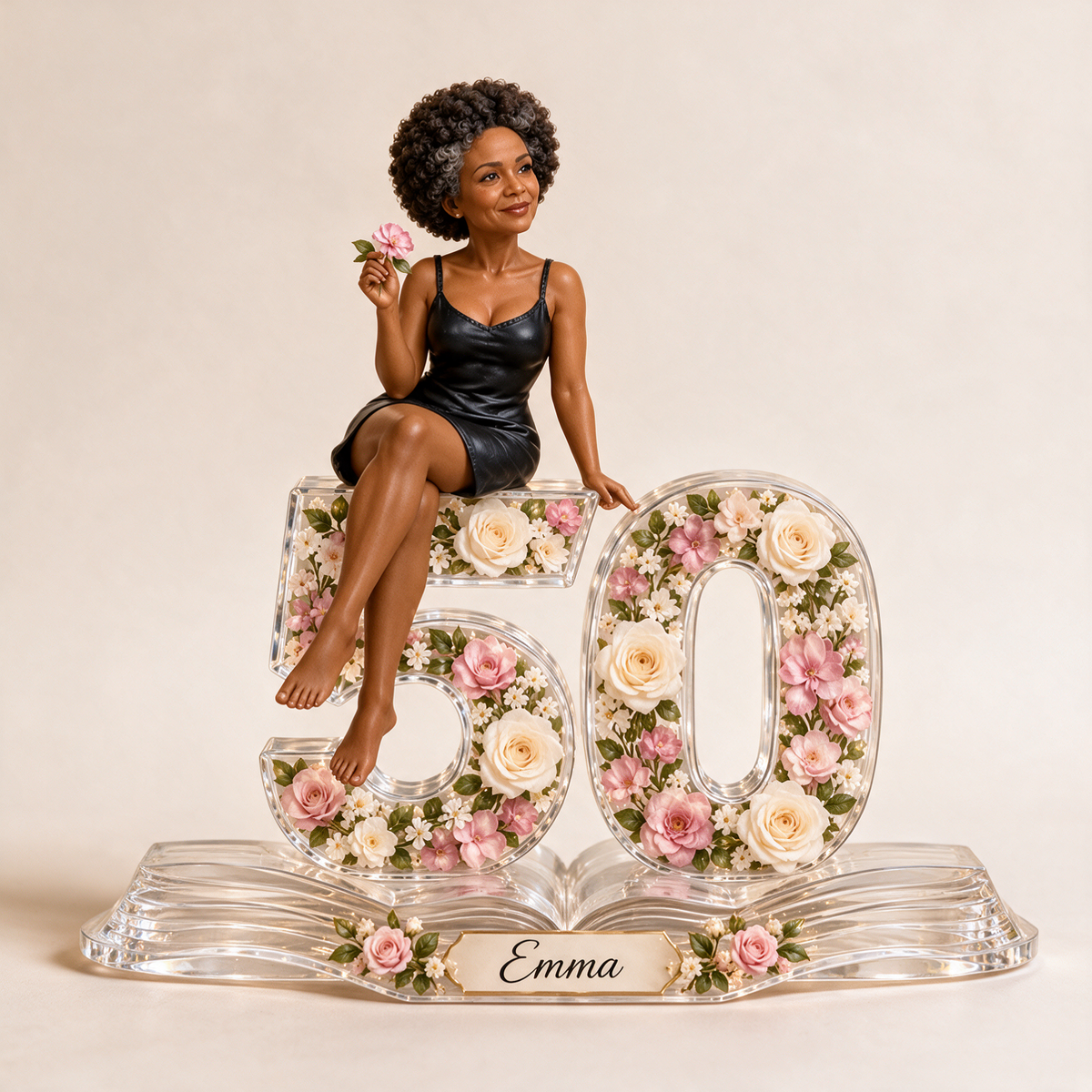 Personalisierte Foto-Rose in benutzerdefinierter Form - 50. Geburtstagsgeschenk für Frauen