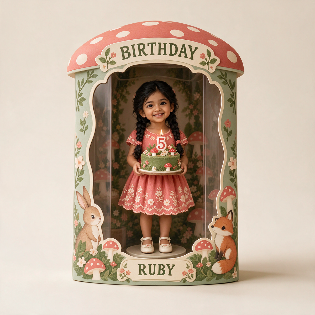 Personalisierte Foto-Wald-Acryl-Displaybox - 5. Geburtstag Geschenk für Mädchen