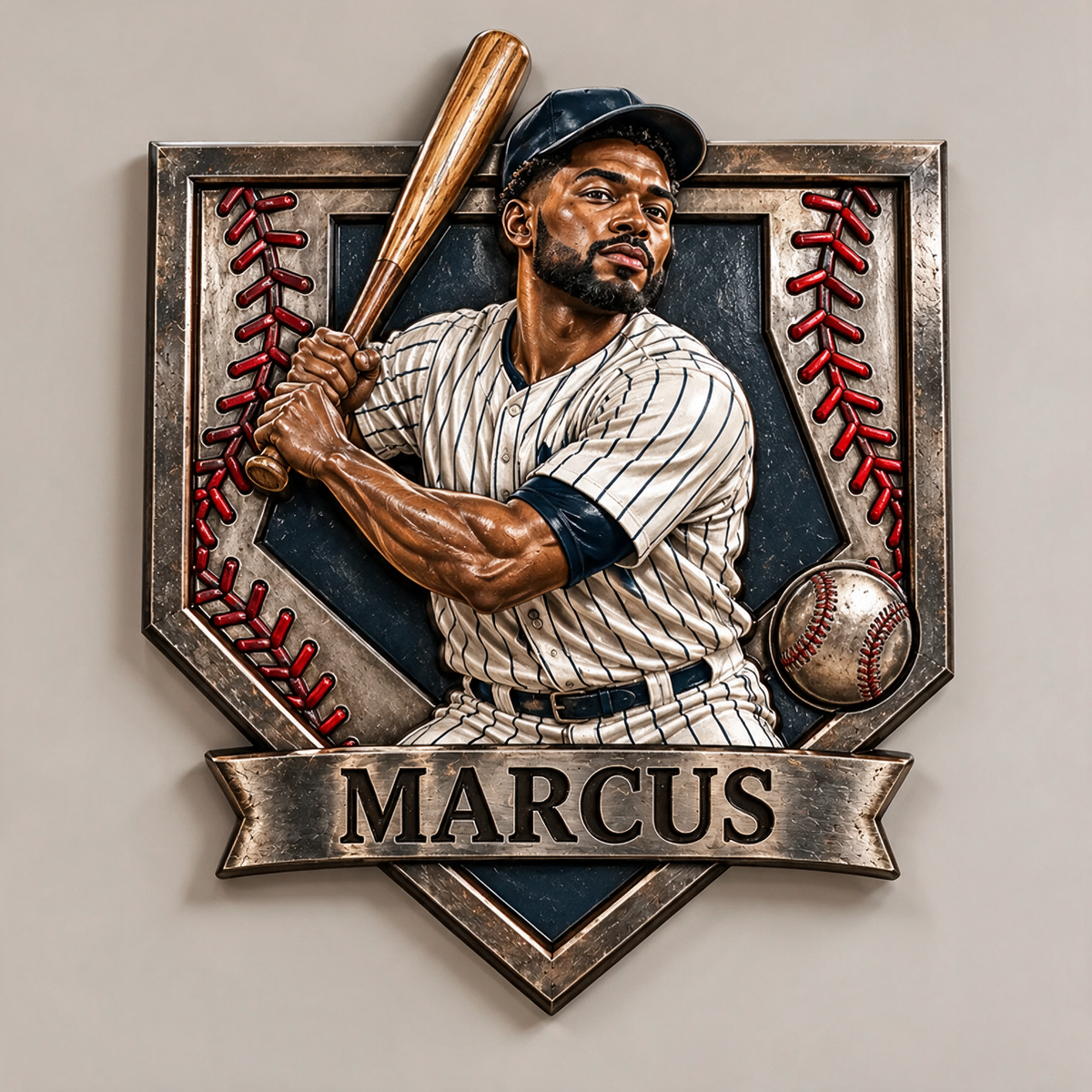 Personalized Custom Photo Baseball 3D Printed Cut Metal Sign - Gift for Young Men