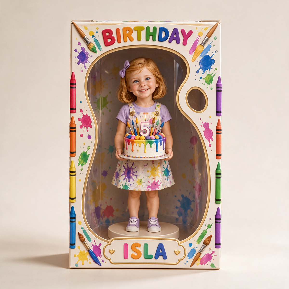 Personalisierte Foto Kunst Acryl Display Box - 5. Geburtstag Geschenk für Mädchen
