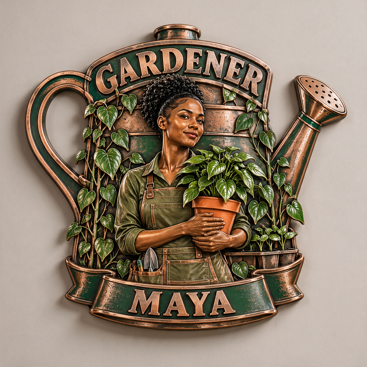Personalized Custom Photo Gardener 3D Printed Cut Metal Sign - Gift for Young Women