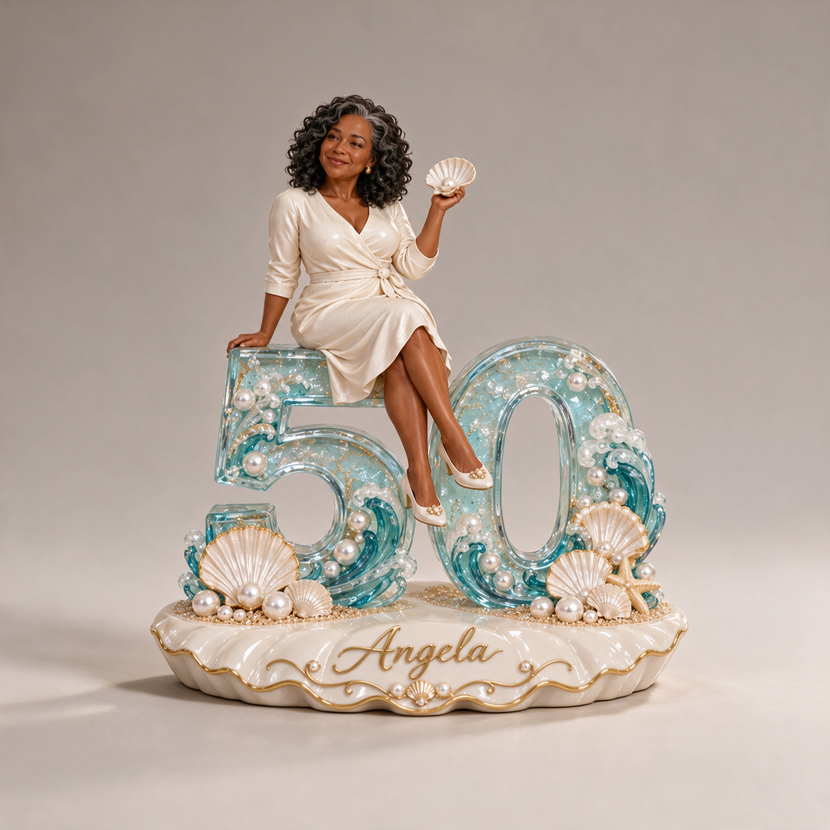 Personalized Custom Photo Seashell Custom Shaped Acrylic Plaque - 50th Birthday Gift for Women