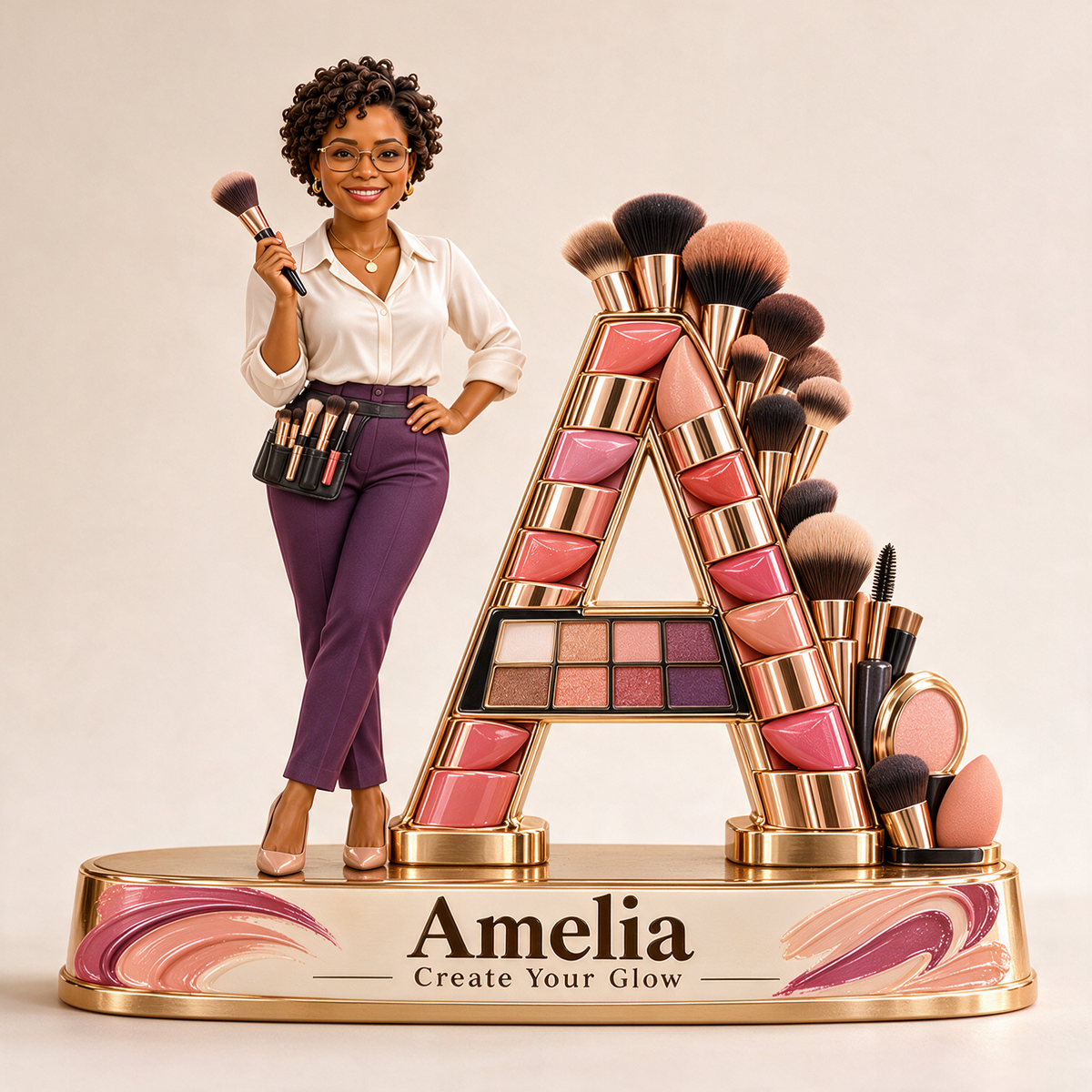 Personalized Custom Photo Makeup Artist 3D Letter Plaque - Gift for Women