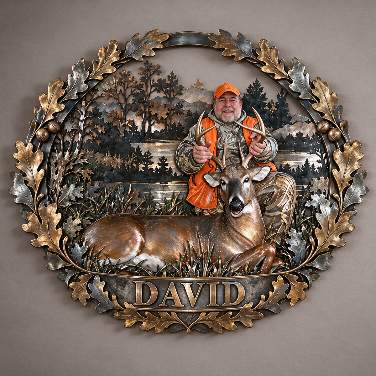Personalized Custom Photo Deer Hunting 3D Cut Metal Sign - Gift for Older Men