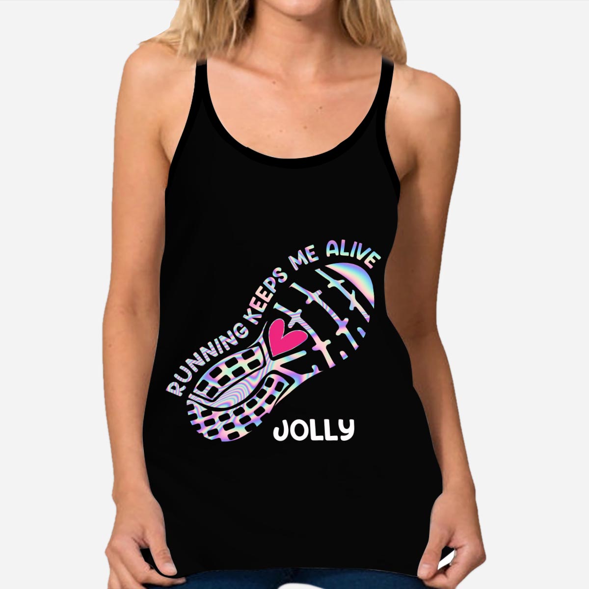 Laufen hält mich am Leben – Personalisiertes Laufshirt und Leggings mit Cross-Logo