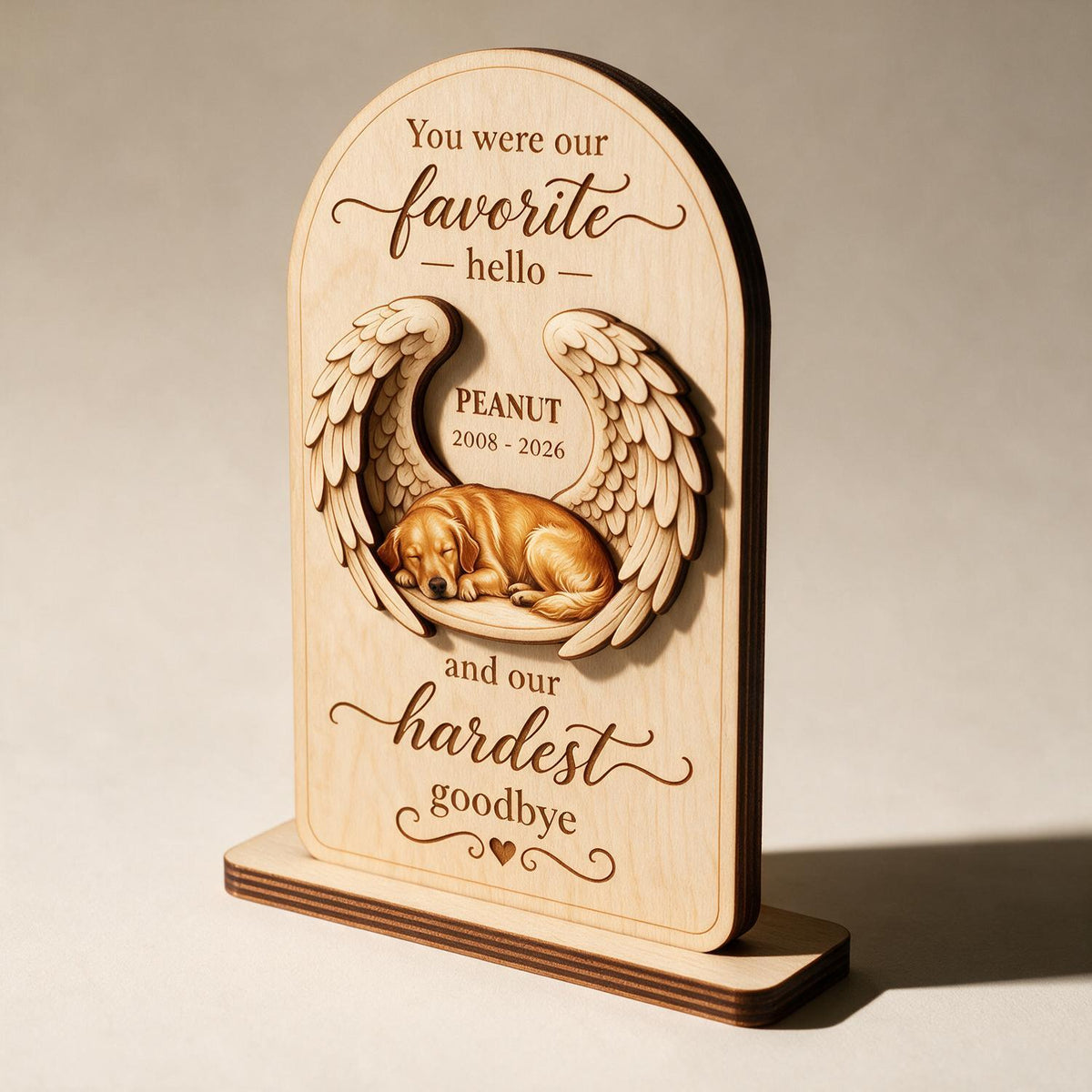 Haustier Hund Katze Gedenkfoto - Personalisierte 2-lagige Holztafel - Mitgefühl Geschenk, Erinnerungs Geschenk