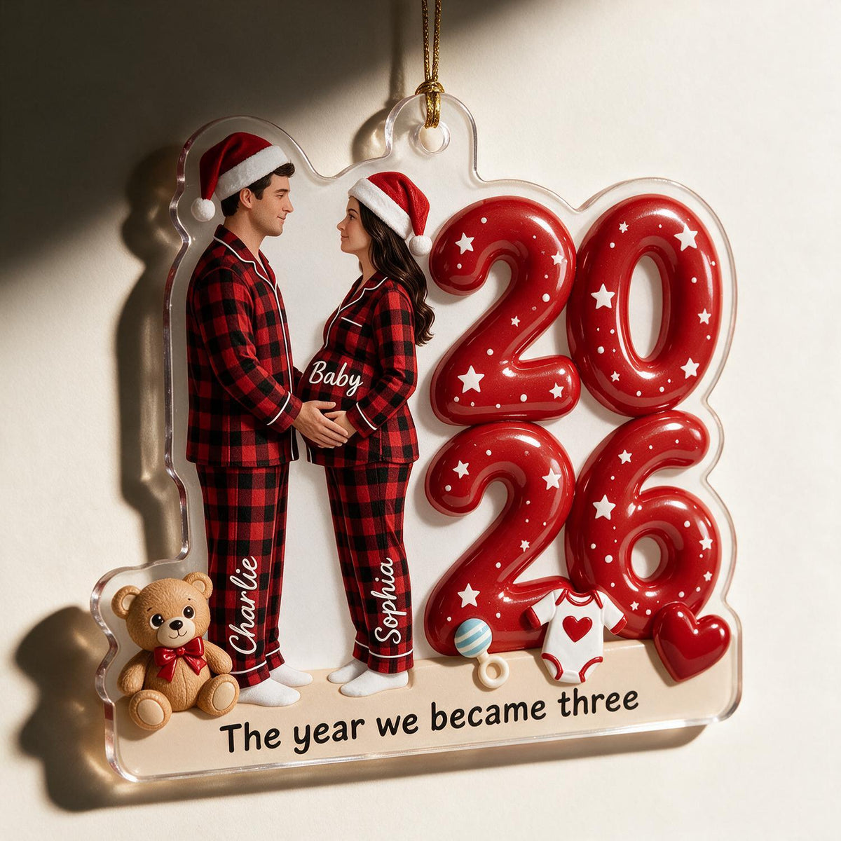 Personalized Christmas Expecting Parents 2026 Acrylic Ornament | New Baby Pregnancy Keepsake Gift