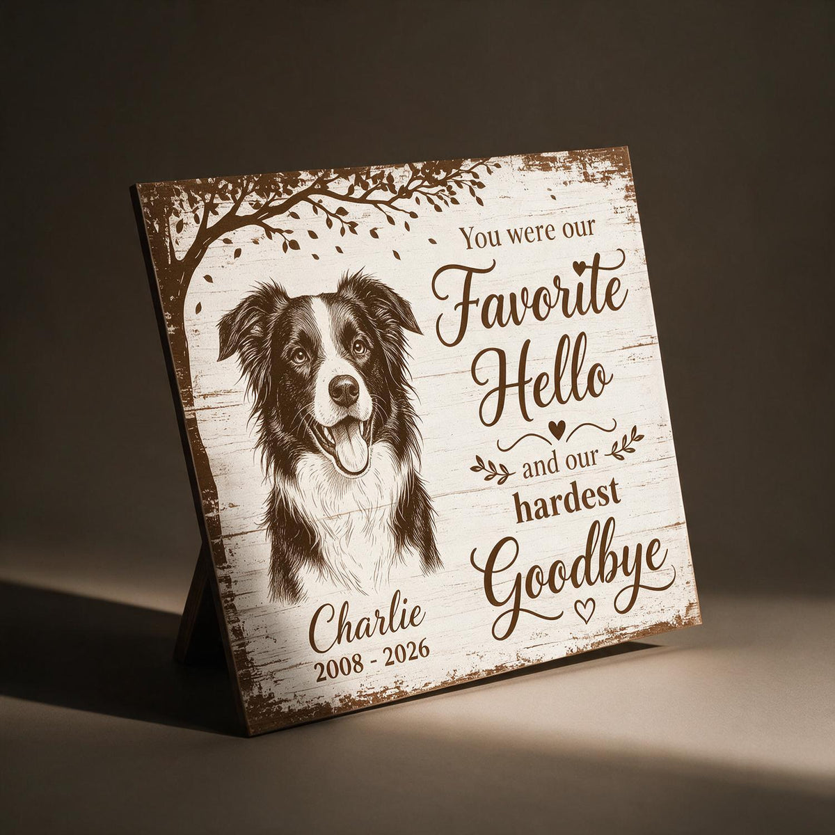 Unter dem Baum Haustier Hund Katze Gedenkfoto - Personalisierte Poster - Mitgefühlsgeschenk, Erinnerungsstück