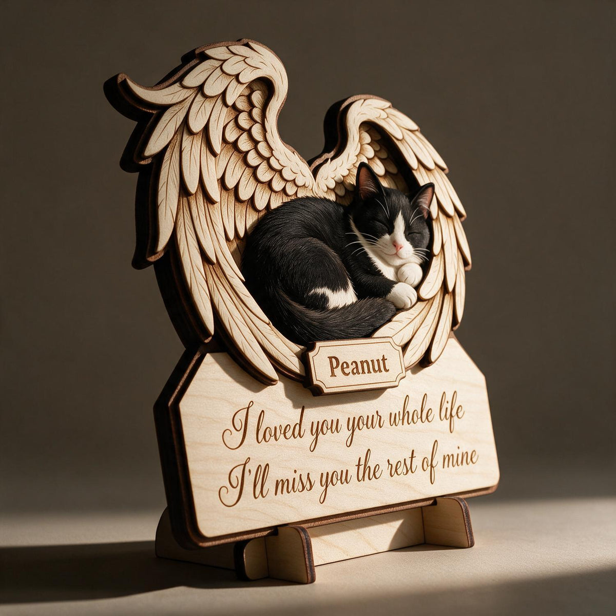 Katze Gedenkplatte Ich habe dich dein ganzes Leben geliebt - Personalisierte 2-lagige Holzplakette - Mitgefühl Haustierverlust Geschenk