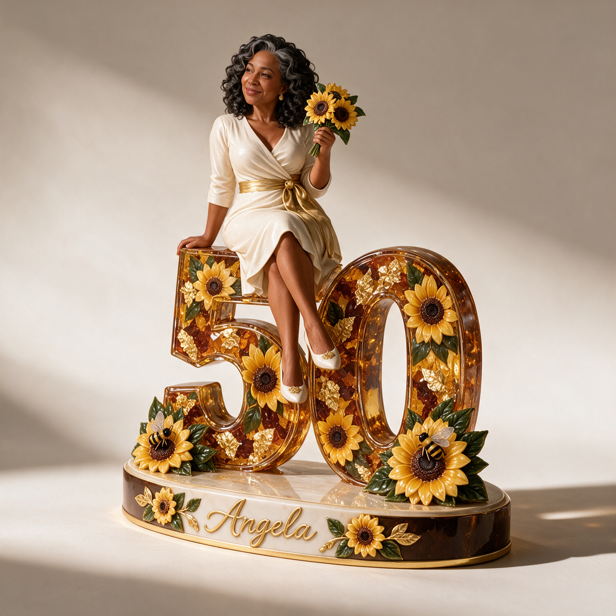 Personalized Sunflower Custom Shaped Acrylic Plaque, Custom Portrait 18th 21st 30th 40th 50th 60th Birthday Gift for Mom, Wife, Girlfriend, Daughter, Sister, Sunflower Lover, Best Friend