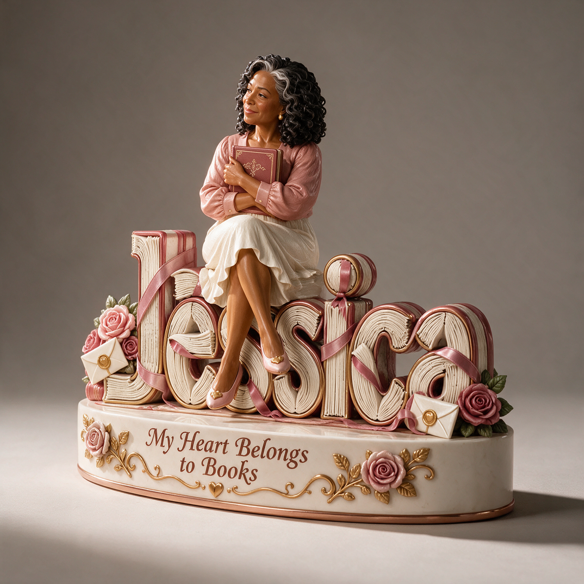 Personalized Custom Photo Romance Book Lover 3D Name Figurine - Gift for Older Women