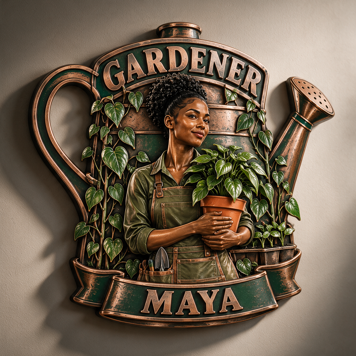 Personalized Custom Photo Gardener 3D Printed Cut Metal Sign - Gift for Young Women