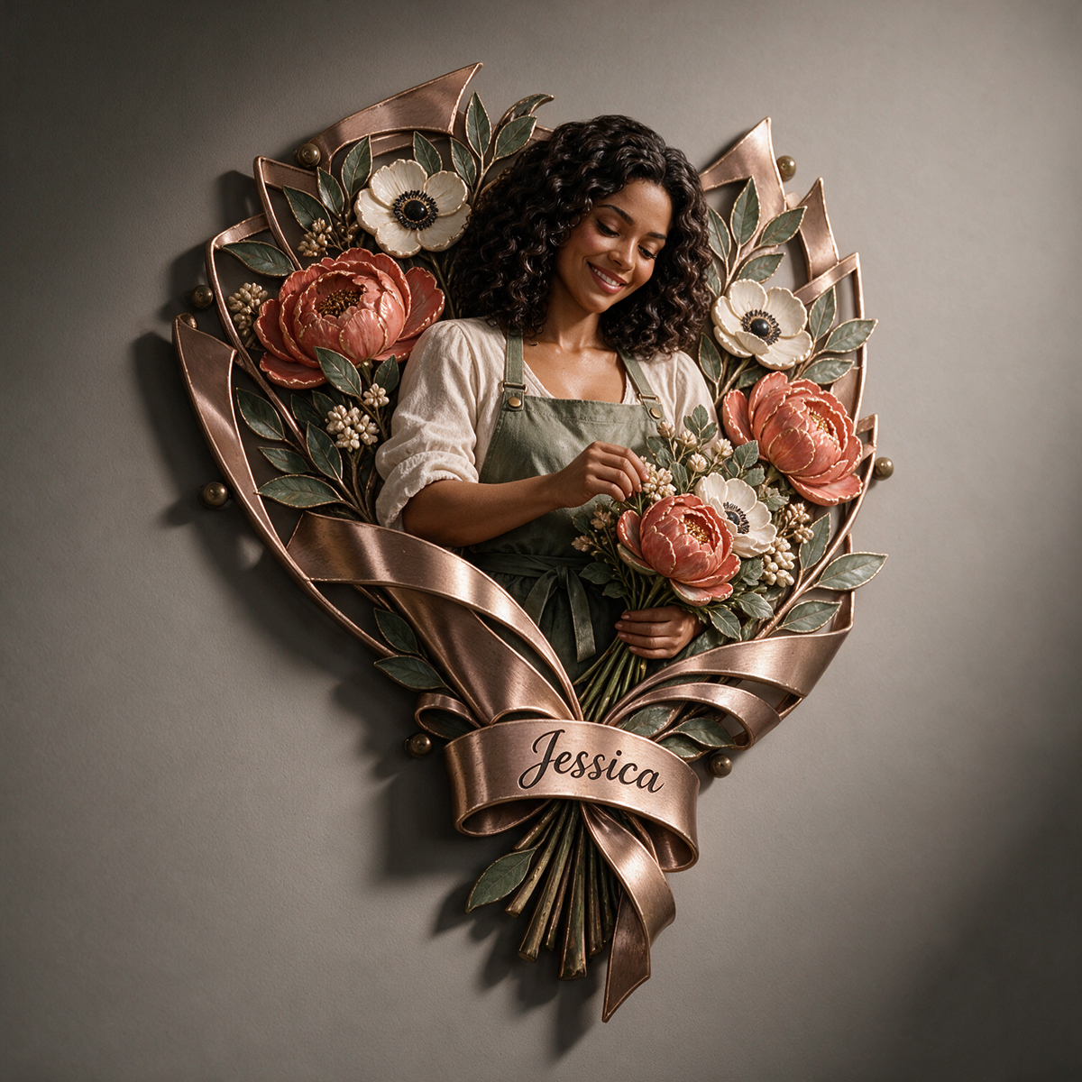 Personalized Custom Photo Floral Self Love 3D Cut Metal Sign - Gift for Women