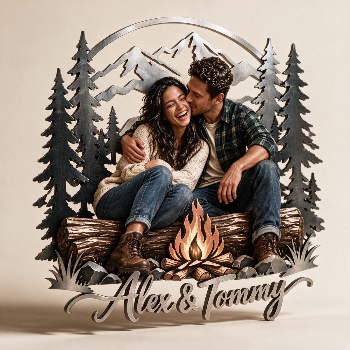Personalisierte 3D Metall Wandkunst mit Foto - Geschenk für Paare