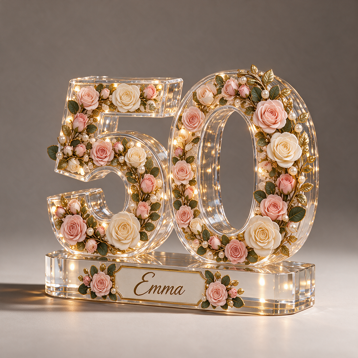 Personalized Custom Photo Rose Custom Shaped Acrylic Plaque - 50th Birthday Gift for Women