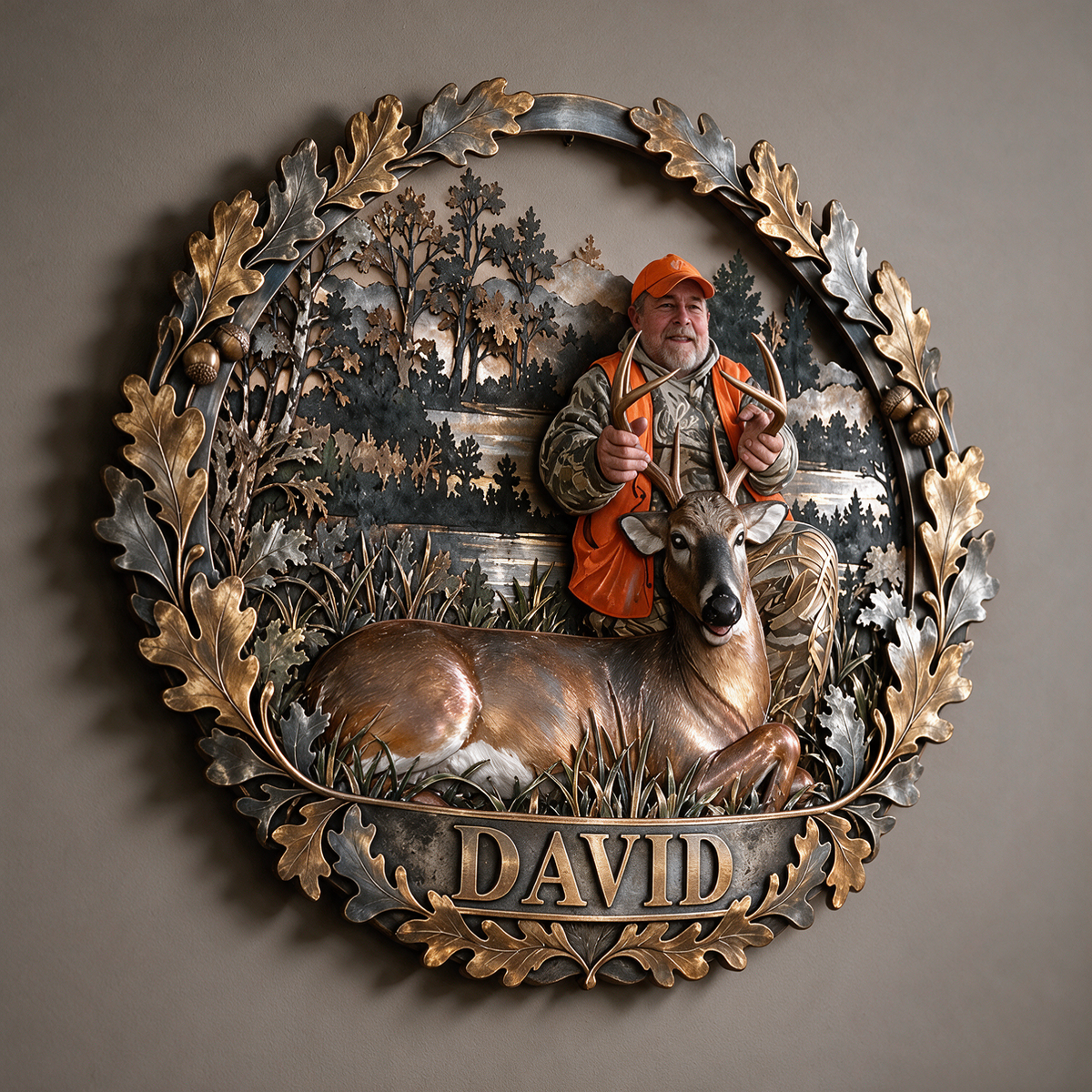 Personalized Custom Photo Deer Hunting 3D Cut Metal Sign - Gift for Older Men