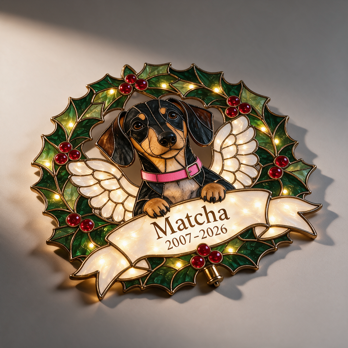 Personalized Illuminated Dog Memorial Christmas Tree Topper