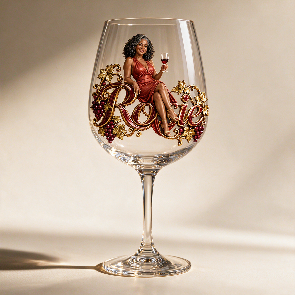 Personalized Custom Photo Vineyard Wine Glass - Gift for Older Women