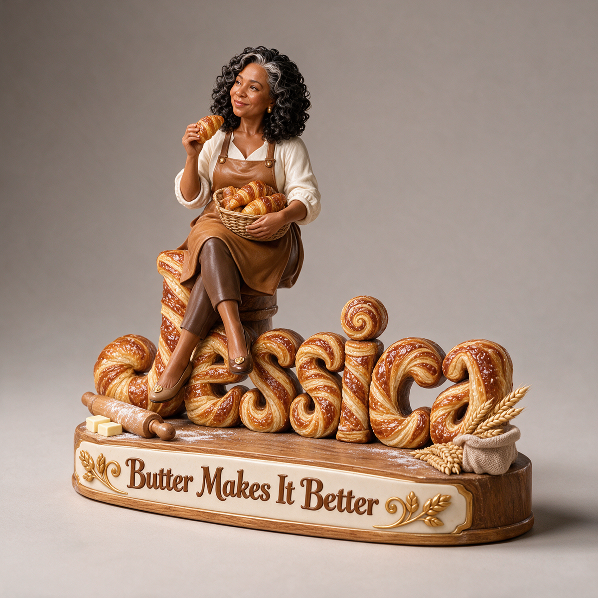 Personalized Custom Photo Bread Baking 3D Name Figurine - Gift for Older Women