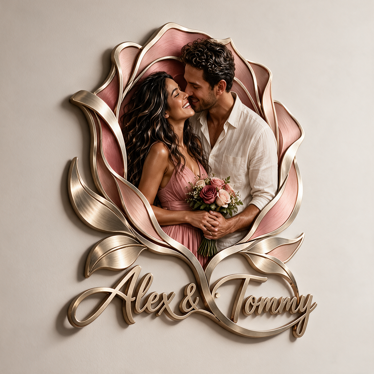 Personalisierte 3D Metall Wandkunst mit Foto - Geschenk für Paare