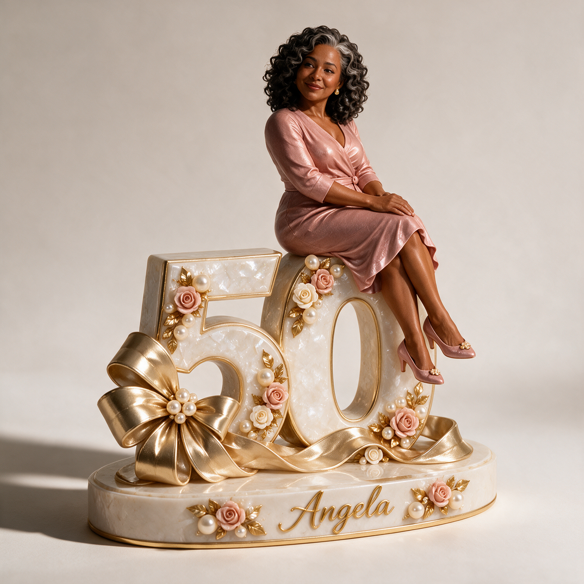 Personalized Gold Bow Custom Shaped Acrylic Plaque, Custom Portrait 18th 21st 30th 40th 50th 60th Birthday Gift for Mom, Wife, Girlfriend, Daughter, Sister, Grandma, Best Friend