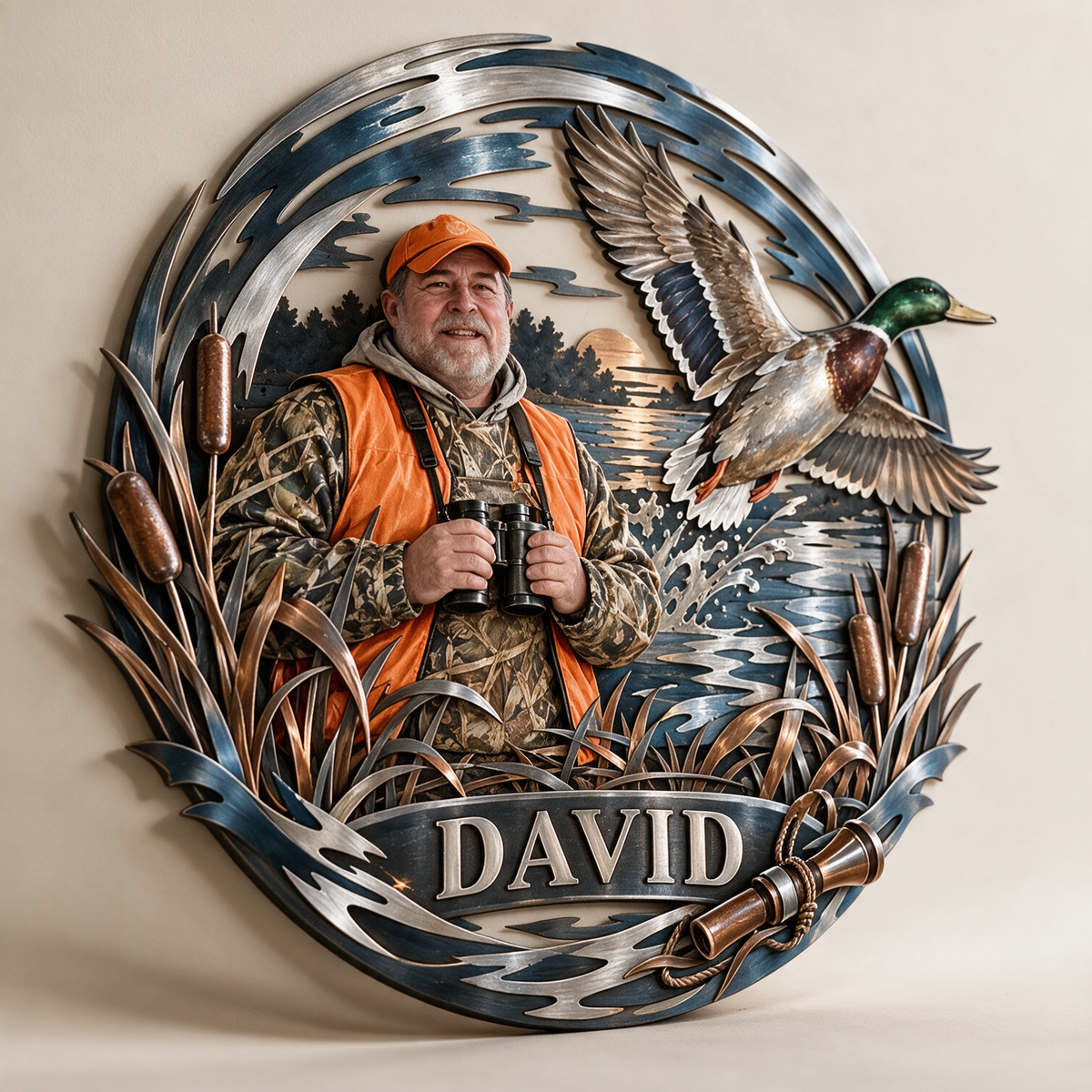 Personalized Custom Photo Duck Hunting 3D Cut Metal Sign - Gift for Older Men