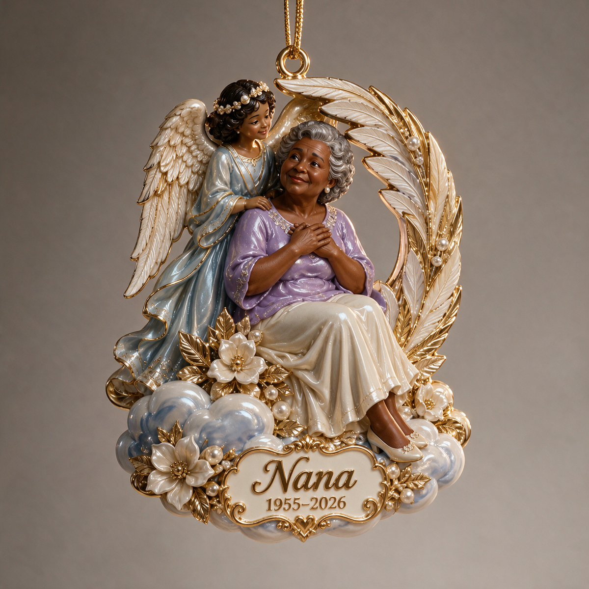 Personalized Custom Photo Guardian Angel Memorial 3D Christmas Ornament - Grandmother Remembrance Keepsake