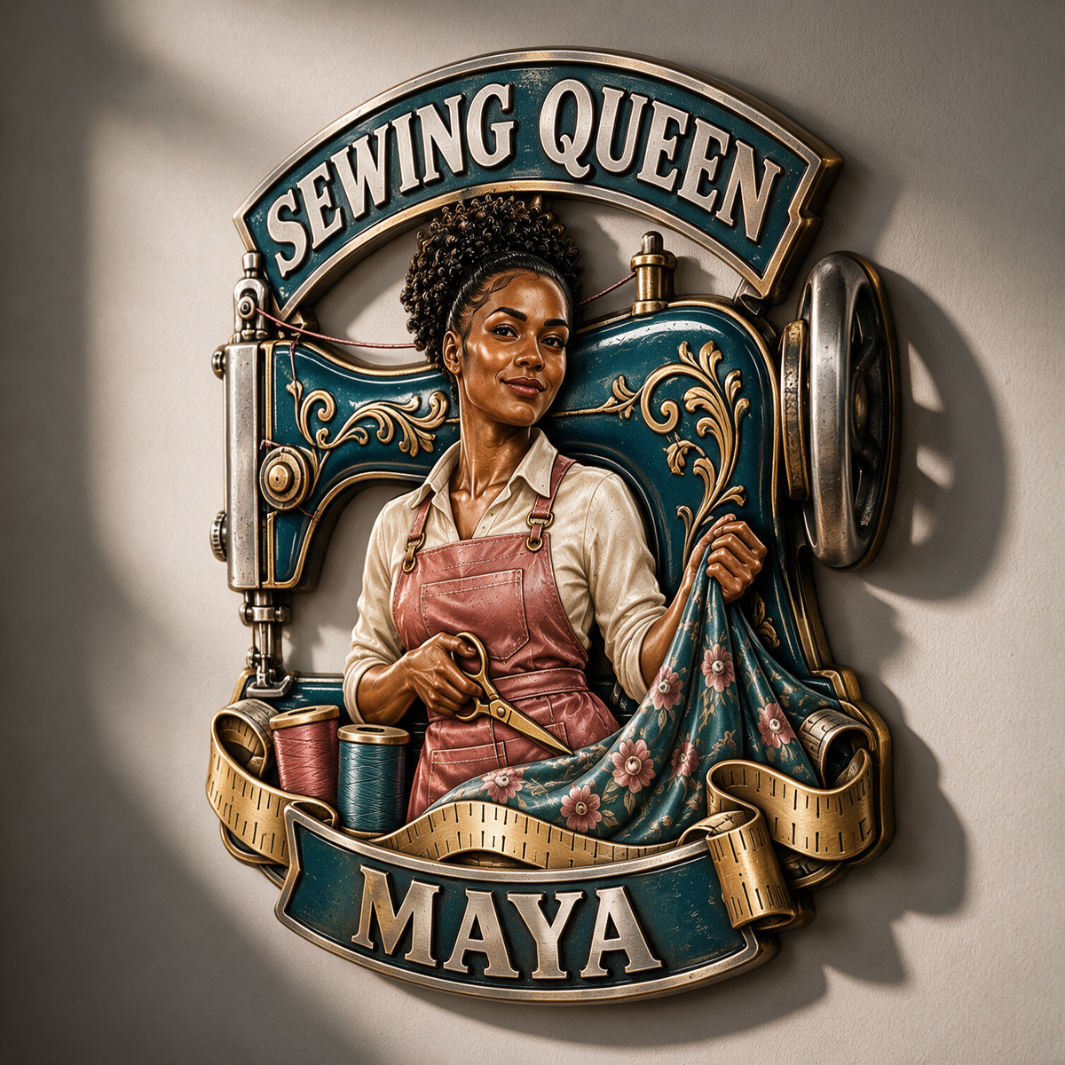 Personalized Custom Photo Sewing Queen 3D Printed Cut Metal Sign - Gift for Young Women