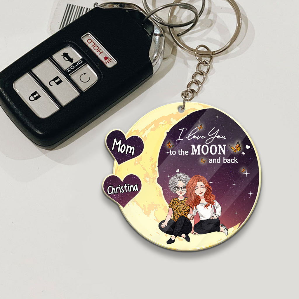 Bis zum Mond und zurück – Geschenk für Mama, Oma – Personalisierter Schlüsselanhänger