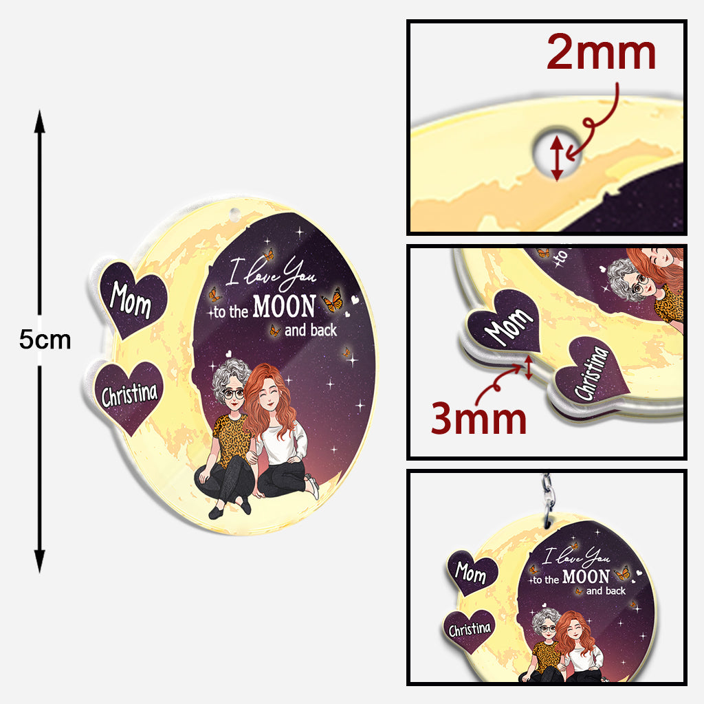 Bis zum Mond und zurück – Geschenk für Mama, Oma – Personalisierter Schlüsselanhänger