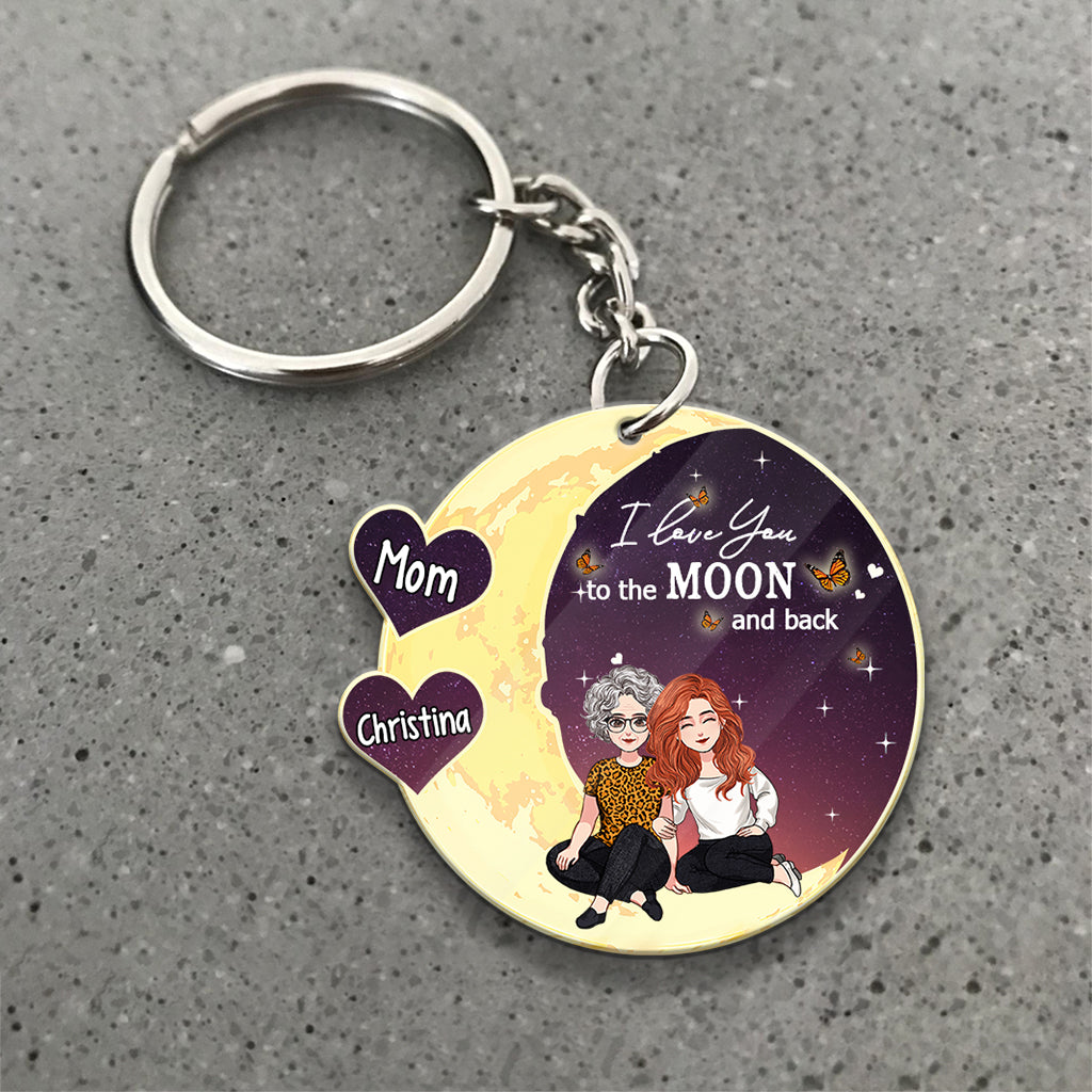 Bis zum Mond und zurück – Geschenk für Mama, Oma – Personalisierter Schlüsselanhänger