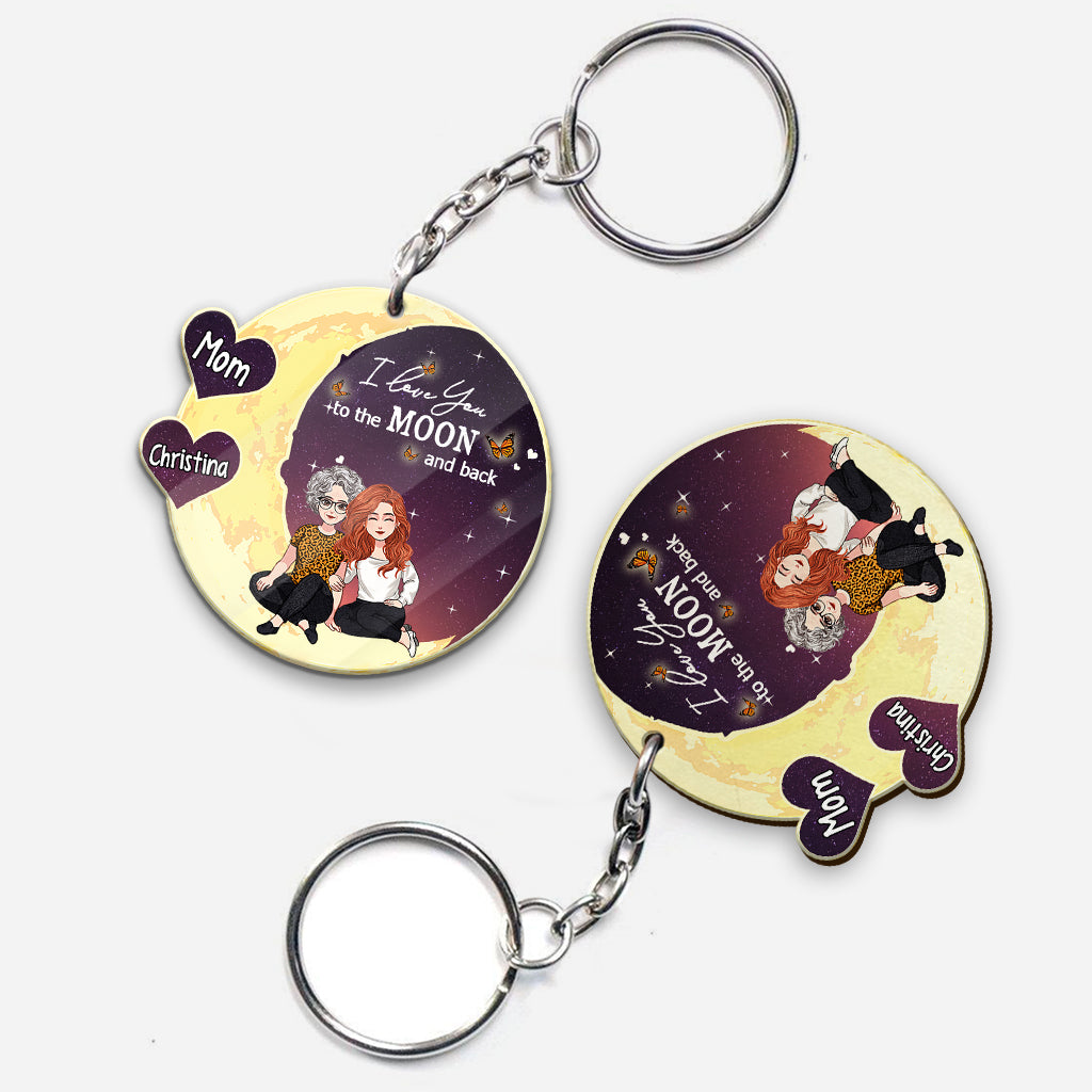 Bis zum Mond und zurück – Geschenk für Mama, Oma – Personalisierter Schlüsselanhänger