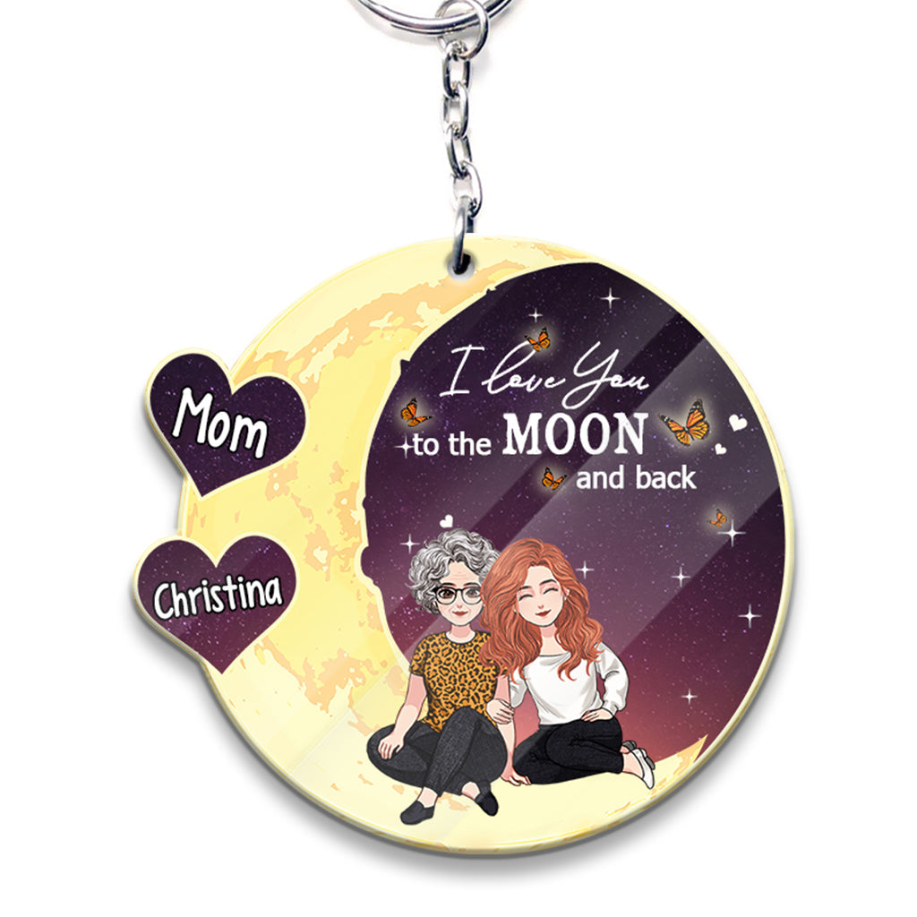 Bis zum Mond und zurück – Geschenk für Mama, Oma – Personalisierter Schlüsselanhänger