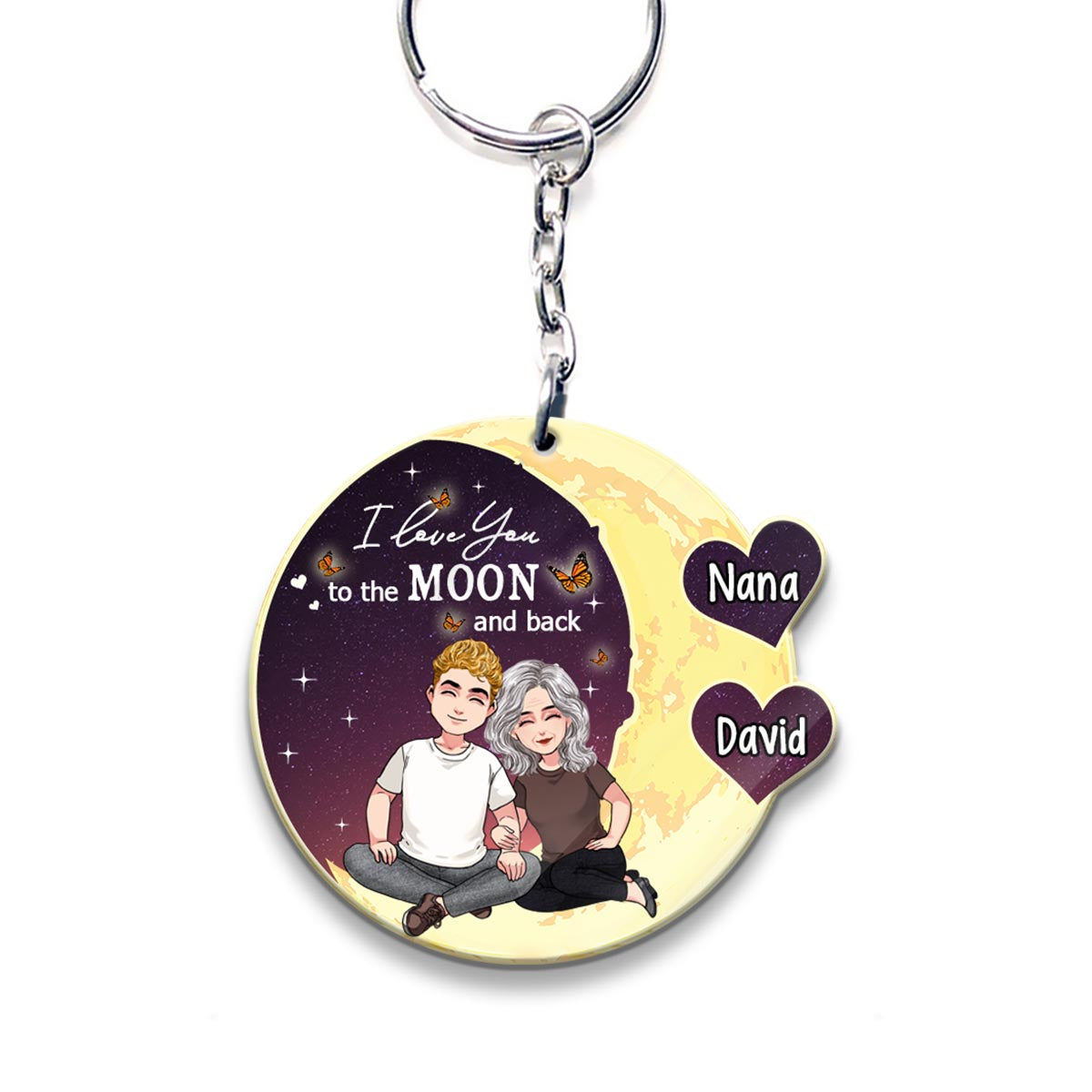 Bis zum Mond und zurück – Geschenk für Mama, Oma – Personalisierter Schlüsselanhänger