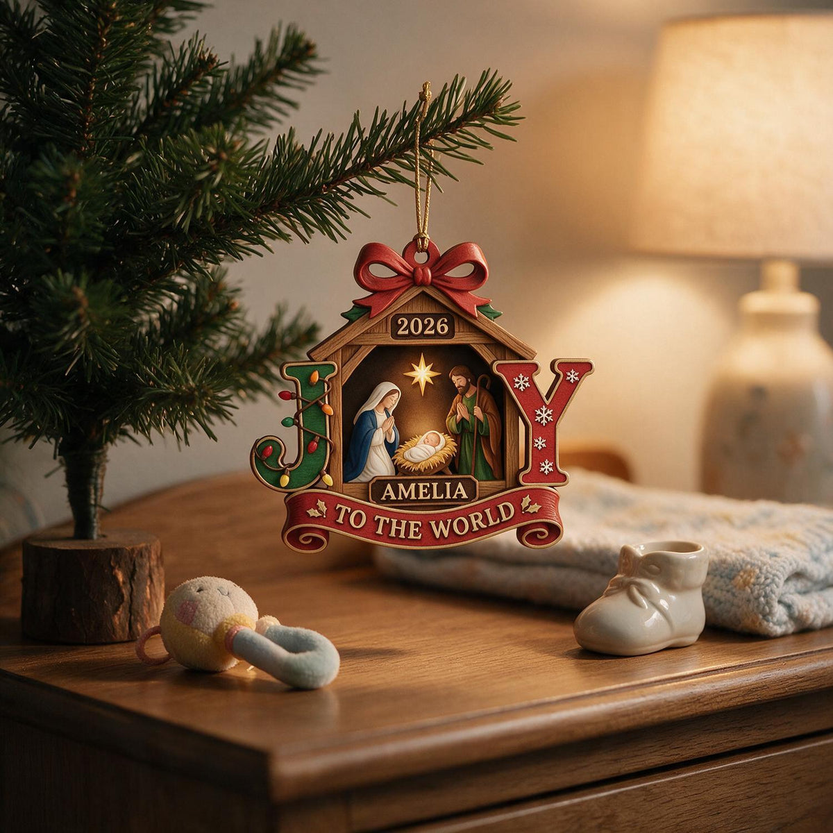 Personalisierte Weihnachts Baby Erstes Weihnachten Krippe JOY Acryl Ornament Geschenk