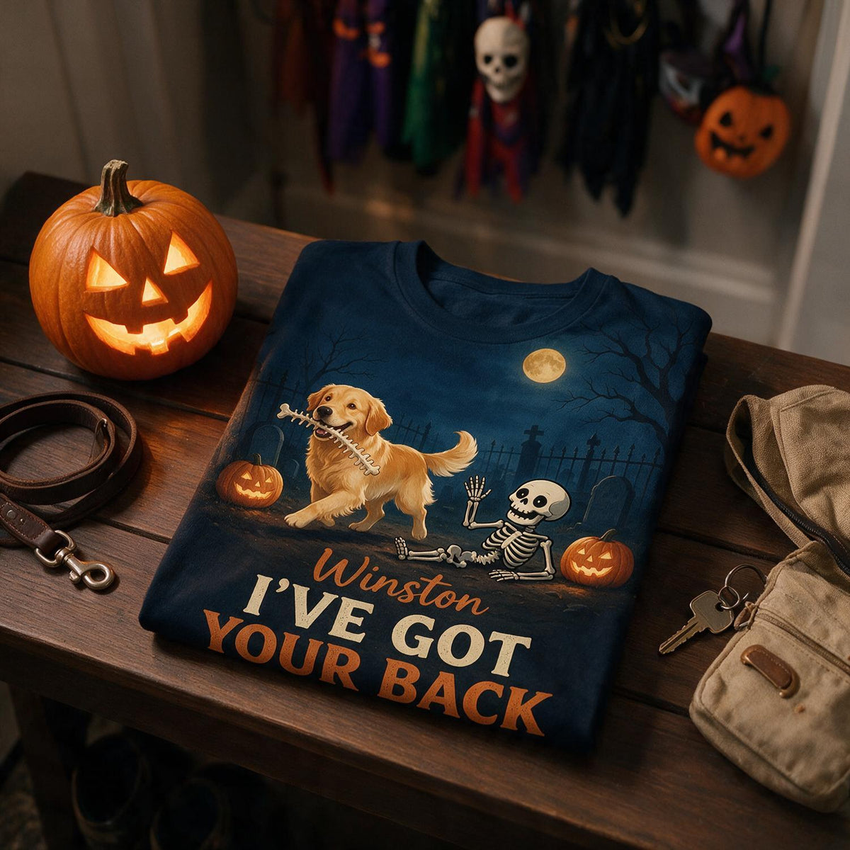 Personalized Halloween Pet I've Got Your Back 3D Shirt Funny Skeleton Dog Lover Gift