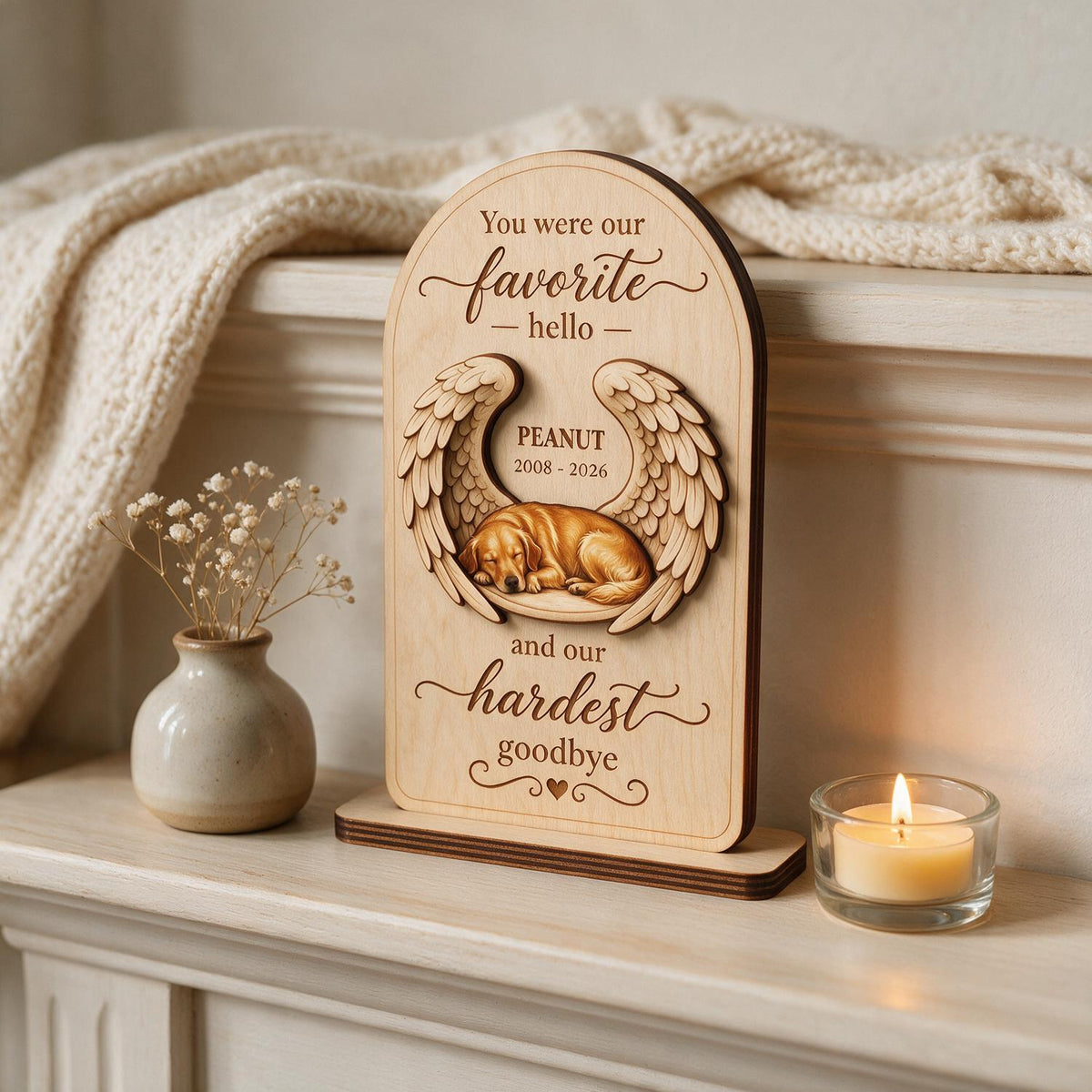 Haustier Hund Katze Gedenkfoto - Personalisierte 2-lagige Holztafel - Mitgefühl Geschenk, Erinnerungs Geschenk