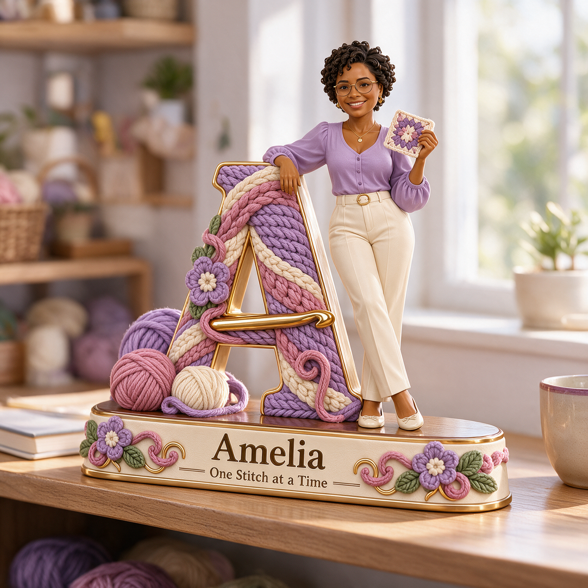 Personalized Custom Photo Crochet 3D Letter Plaque - Gift for Women