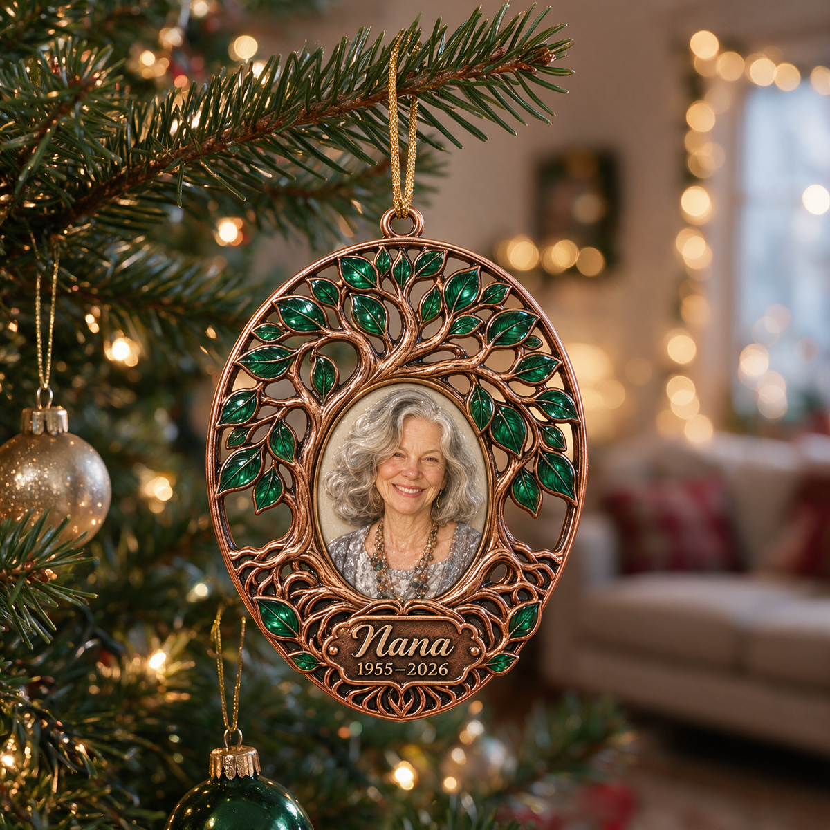 Personalized Custom Photo Tree of Life Memorial Christmas Ornament - In Memory of Grandma