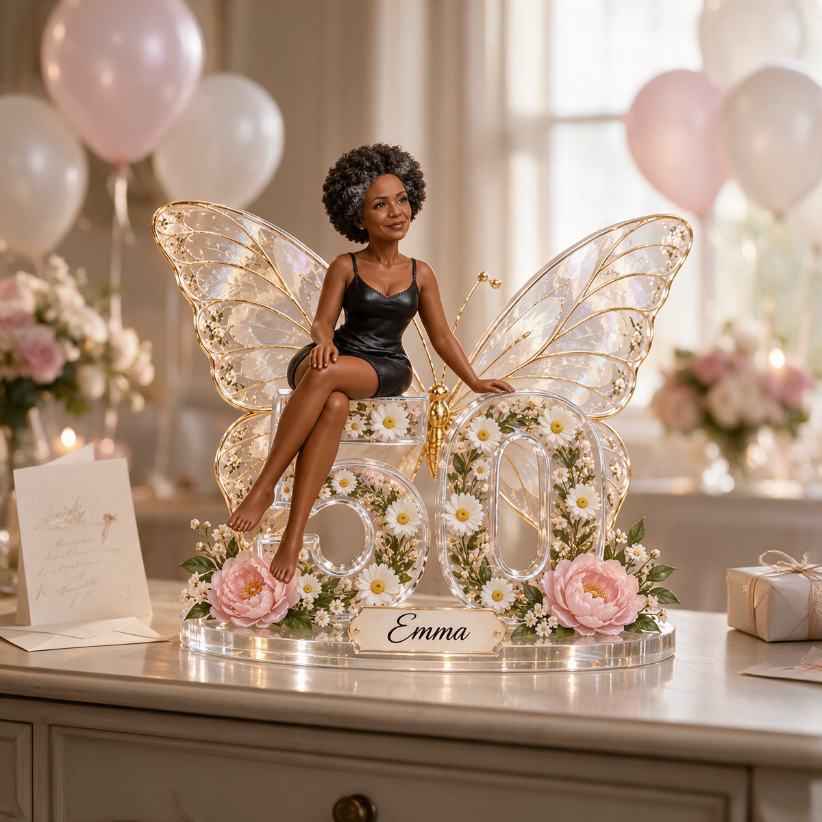 Personalisierte Foto Schmetterling Acrylplakette - 50. Geburtstag Geschenk für Frauen