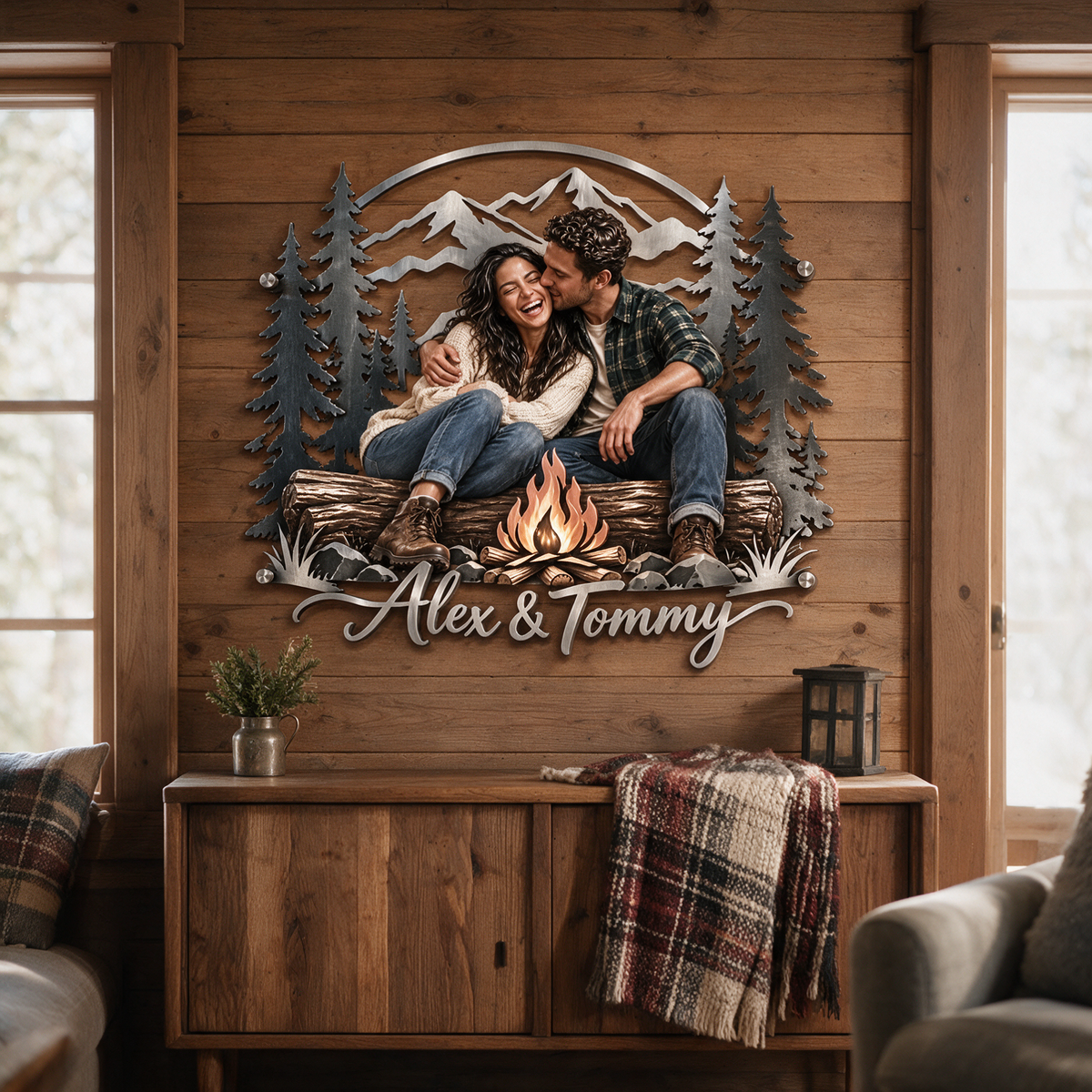 Personalisierte 3D Metall Wandkunst mit Foto - Geschenk für Paare