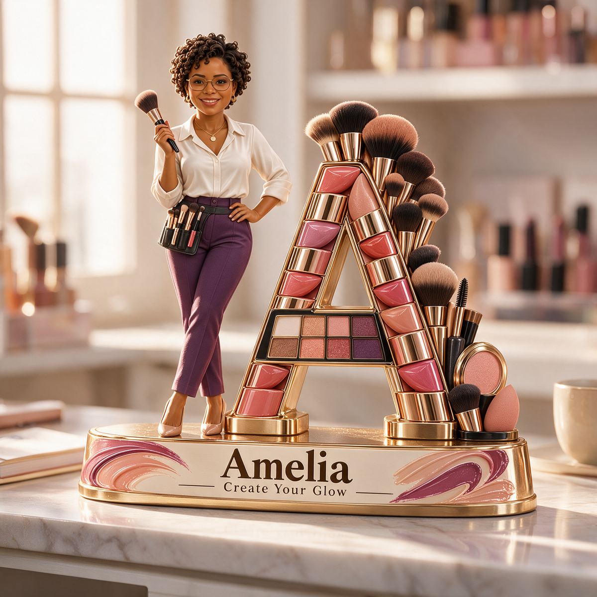 Personalized Custom Photo Makeup Artist 3D Letter Plaque - Gift for Women