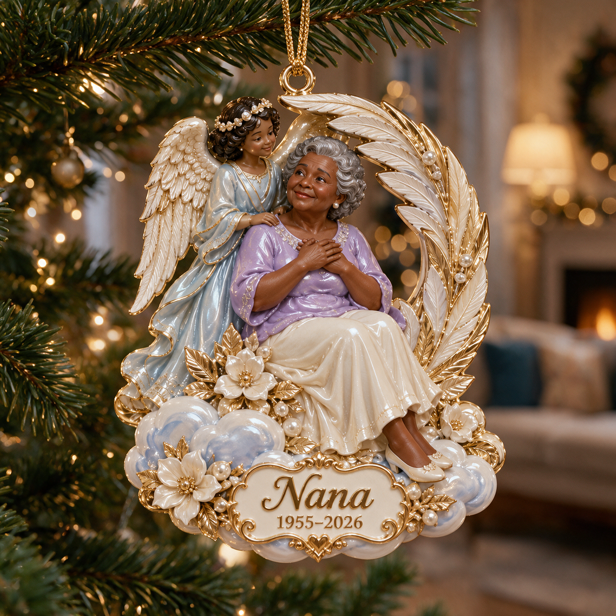 Personalized Custom Photo Guardian Angel Memorial 3D Christmas Ornament - Grandmother Remembrance Keepsake