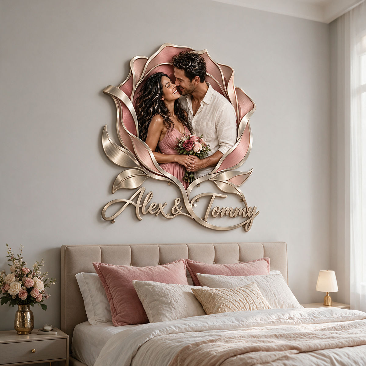 Personalisierte 3D Metall Wandkunst mit Foto - Geschenk für Paare