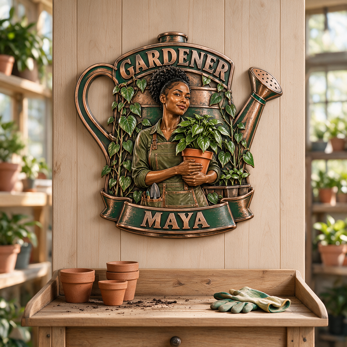 Personalized Custom Photo Gardener 3D Printed Cut Metal Sign - Gift for Young Women