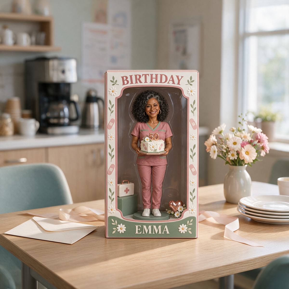 Personalized Nurse Acrylic Display Box - Birthday Portrait Figurine Gift