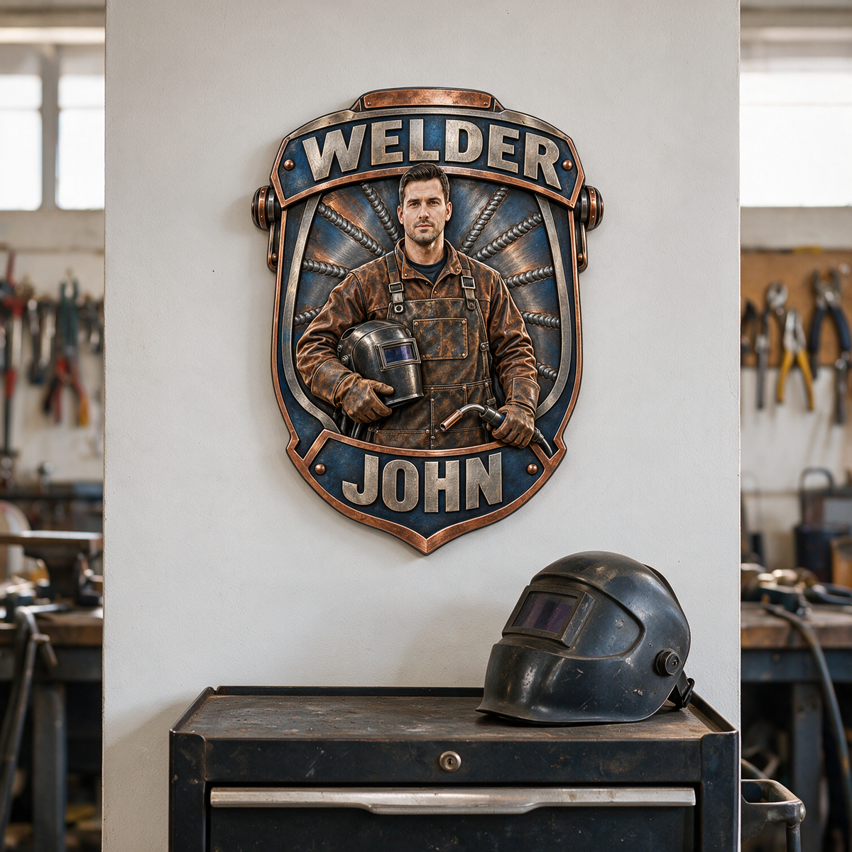 Personalized Custom Photo Welder 3D Printed Cut Metal Sign - Gift for Young Men