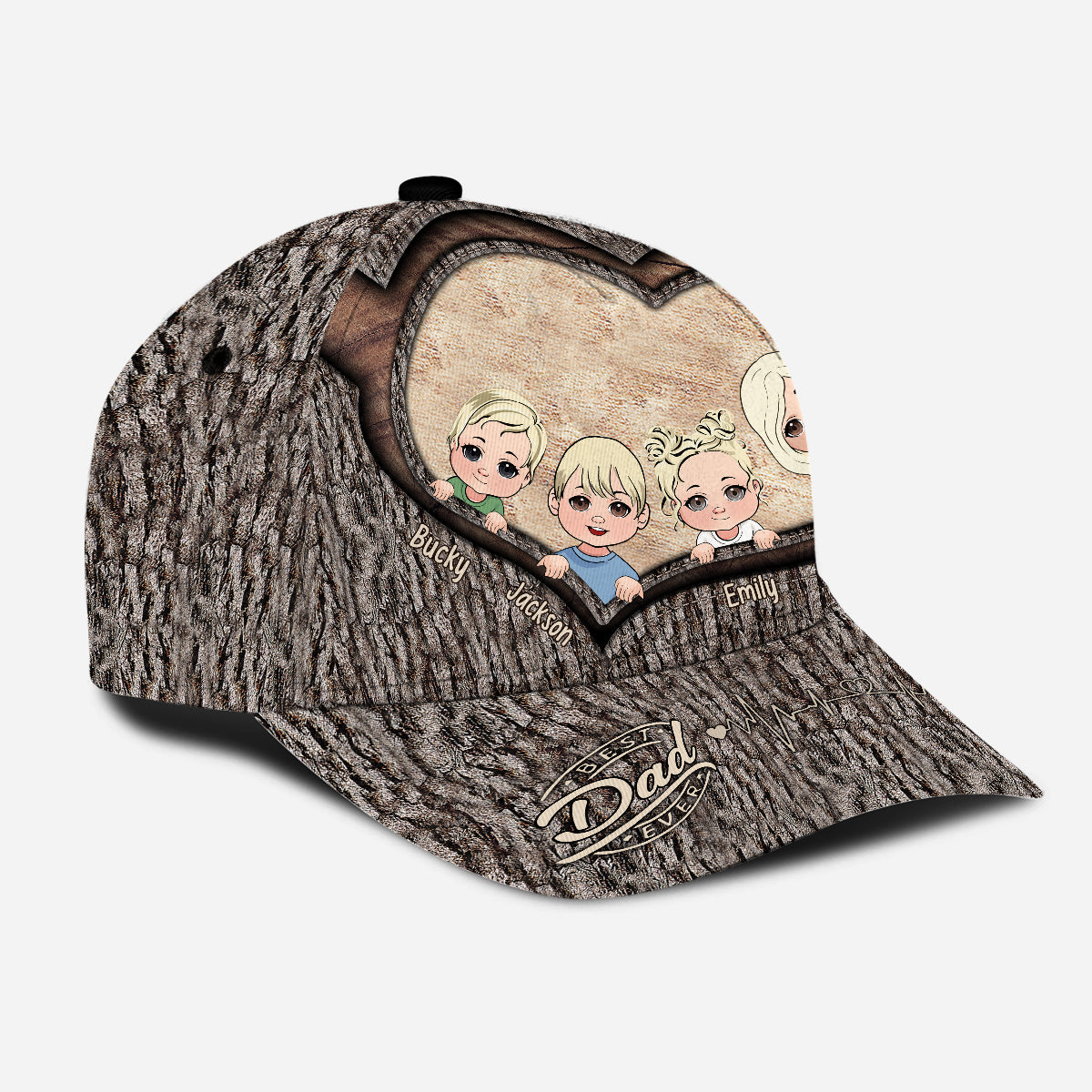 Immer wenn du dieses Herz berührst – Geschenk für Papa, Oma, Opa, Mama, Onkel, Tante, Bruder, Schwester – Personalisierte klassische Kappe